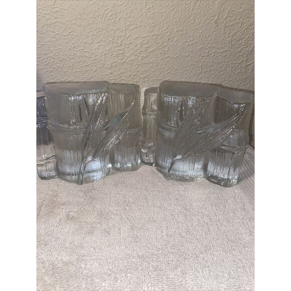 Blenko Bamboo Theme Crystal Bookends #775 Don Shepherd 1977-1982 - Picture 1 of 12